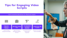 PowerPoint template on Engaging Video Scripts Tips for creating effective video content and professional presentation strategies.