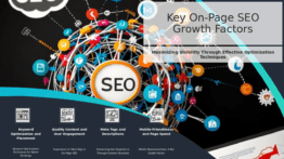 PowerPoint template featuring on-page SEO factors for growth suitable for a professional presentation on SEO strategies and marketing visuals