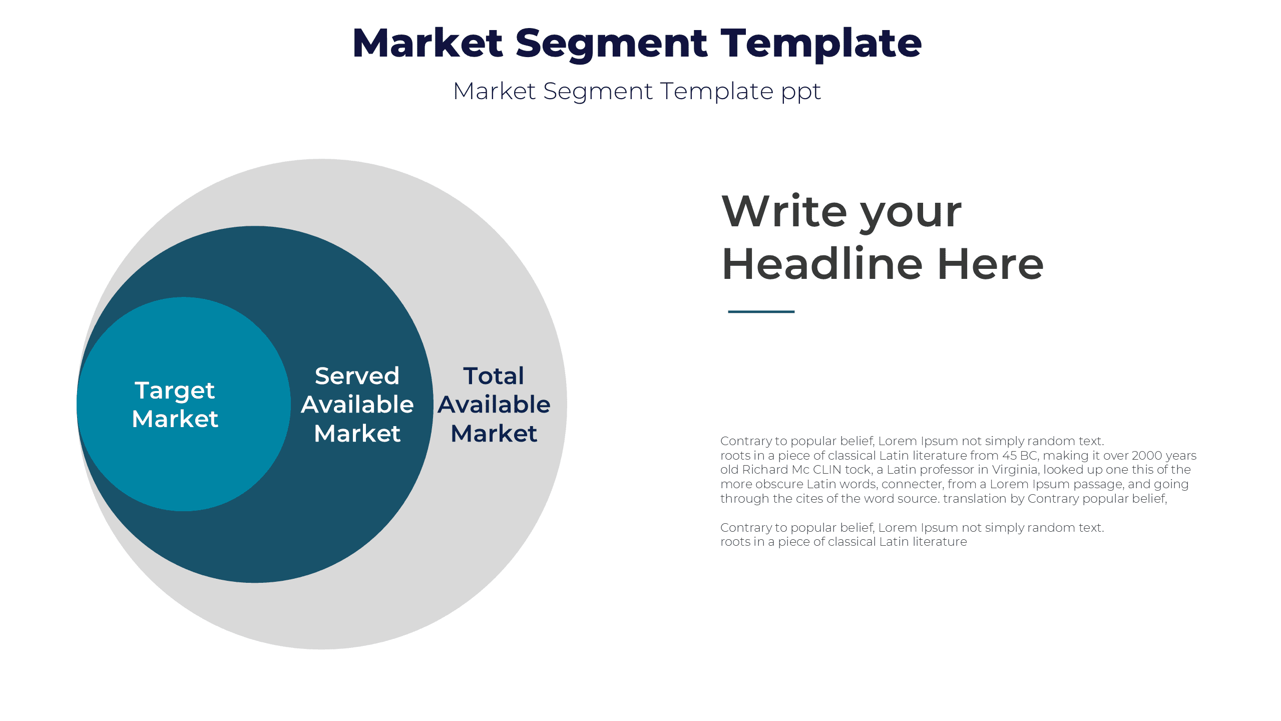 Market segment template for marketing strategy