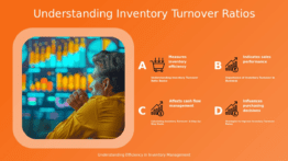 Professional presentation PowerPoint template for inventory turnover ratios, featuring supply chain efficiency slides and analytics metrics PowerPoint design.