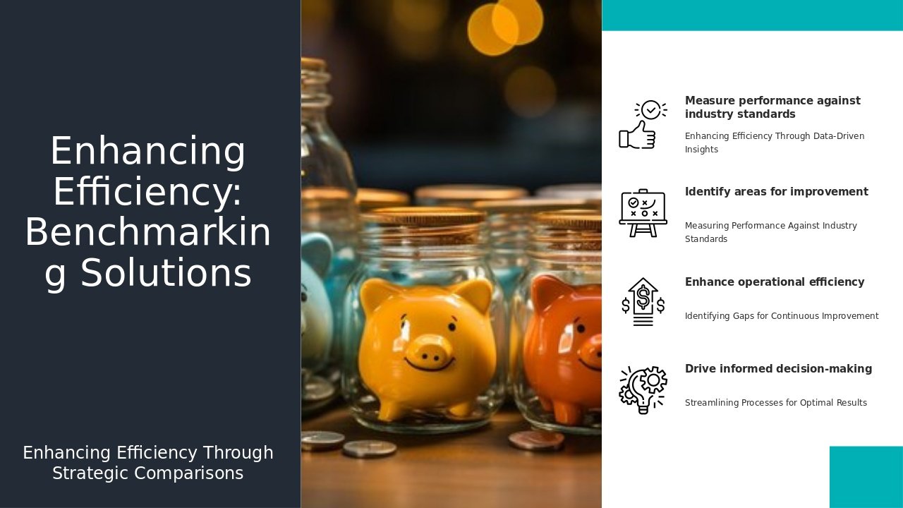 PowerPoint template for productivity benchmarking solutions featuring employee performance analytics and team productivity analytics slides.