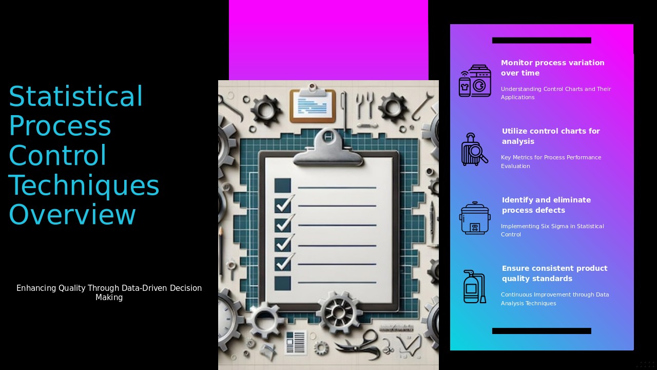 PowerPoint template for statistical process control techniques, ideal for quality management presentation layout and operational planning.