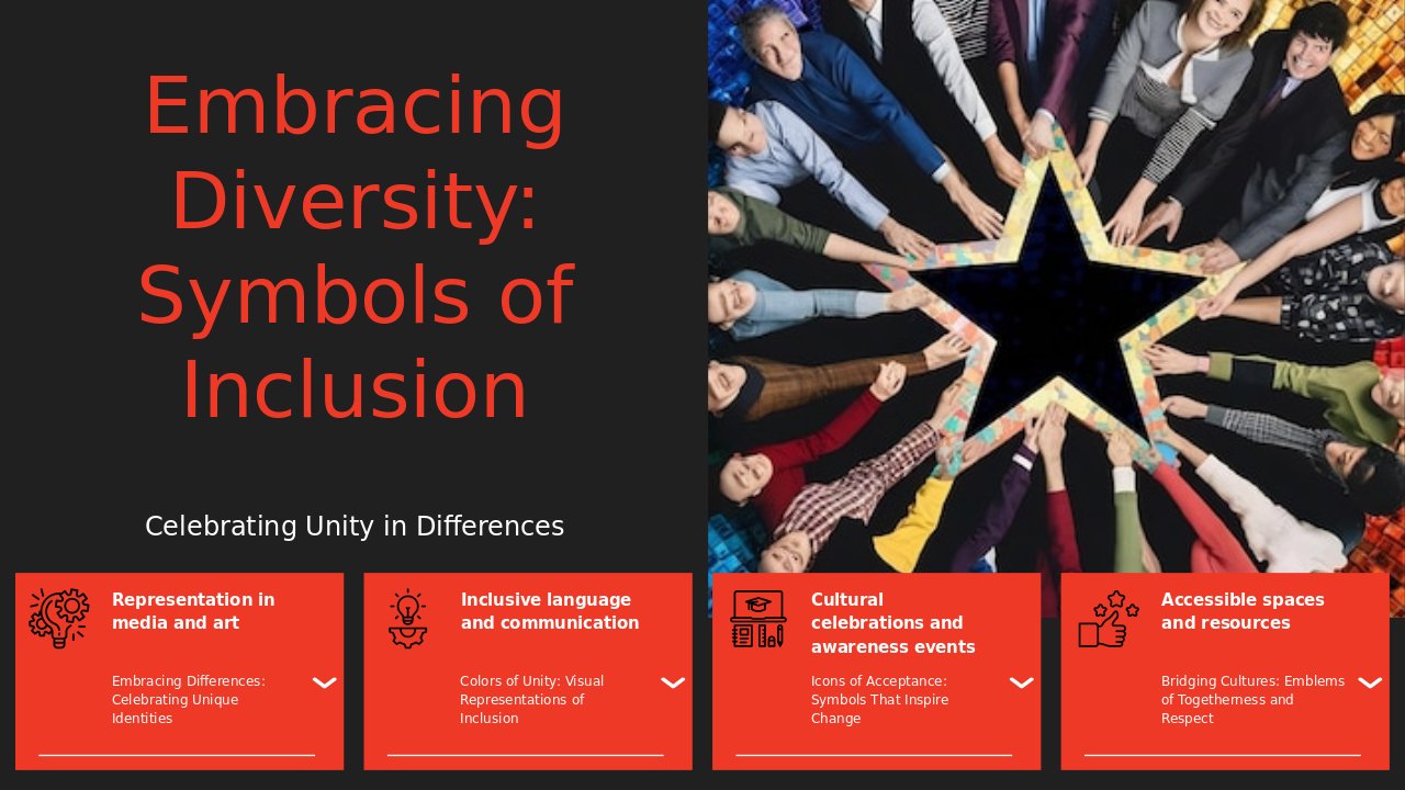 Symbols of Diversity and Inclusion PowerPoint template for a professional presentation on diversity and inclusion themes in organizational culture.
