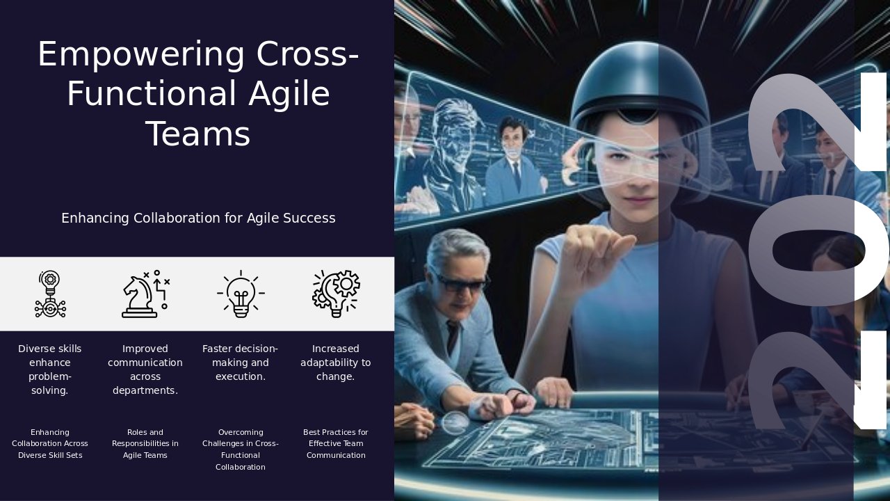 PowerPoint template for Cross-Functional Teams in Agile to support team collaboration and agile implementation with professional ppt slides