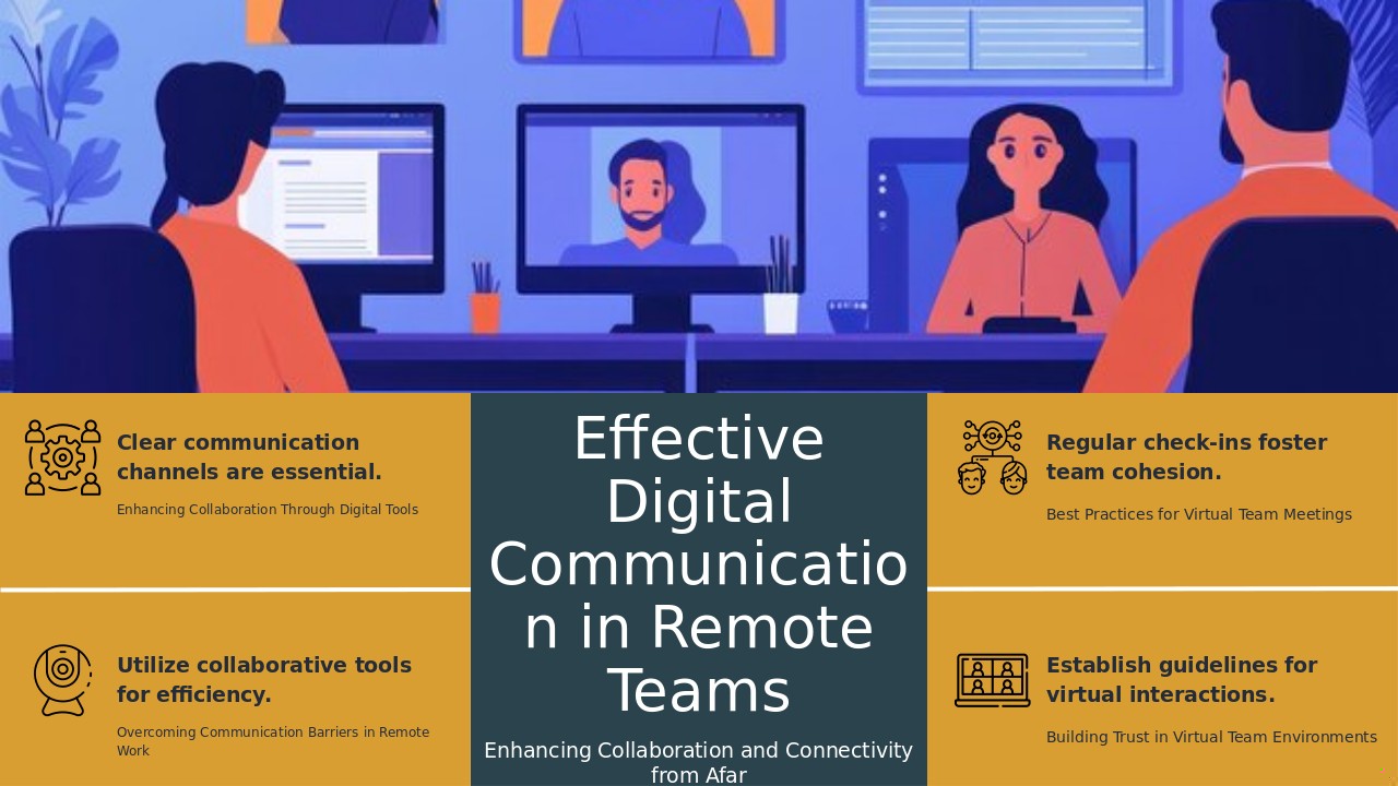 PowerPoint template for digital communication in remote teams, featuring effective ppt slides for professional presentations.
