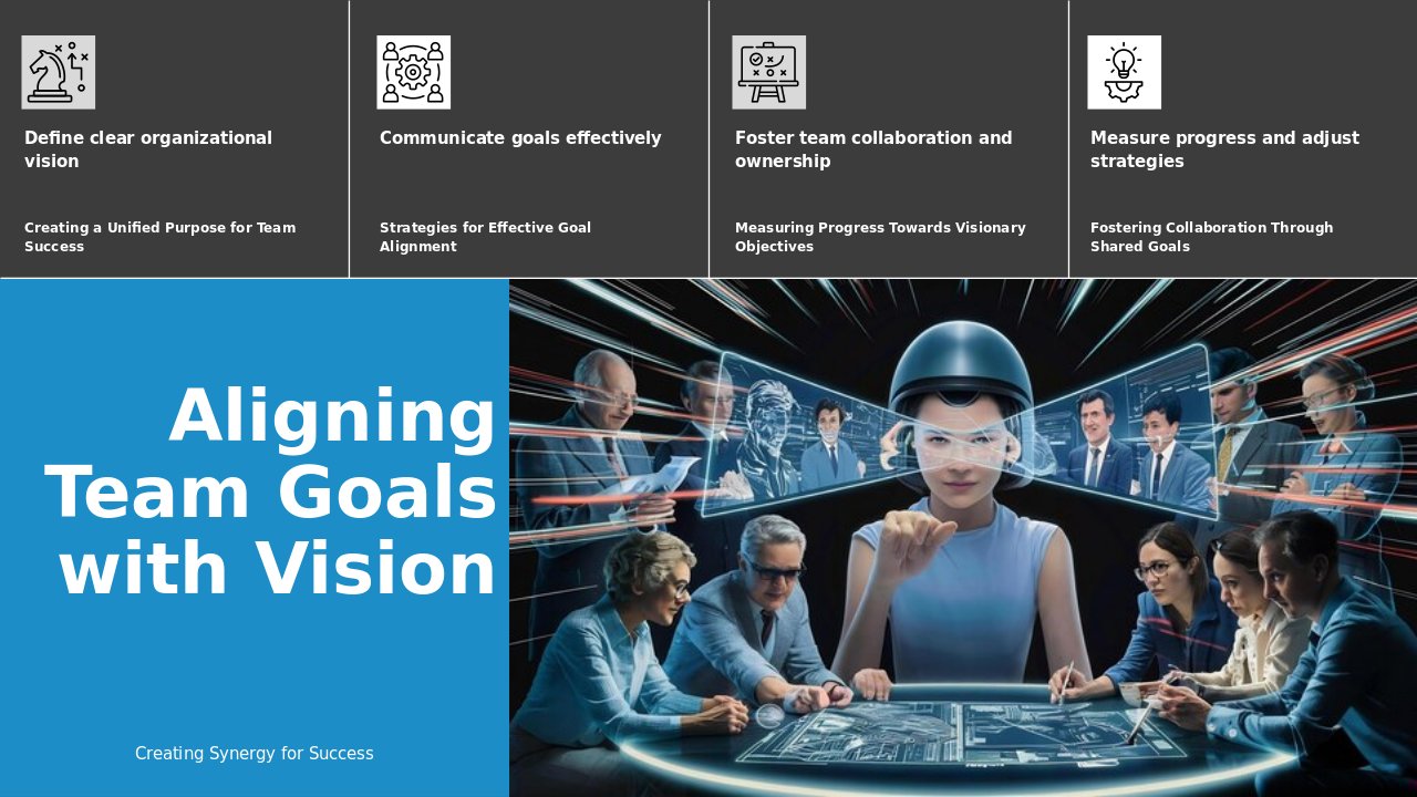 PowerPoint template for aligning team goals with vision, ideal for professional presentations and leadership training.