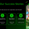 PowerPoint template for Communicating Success Stories with professional ppt slides highlighting achievements and organizational goals.