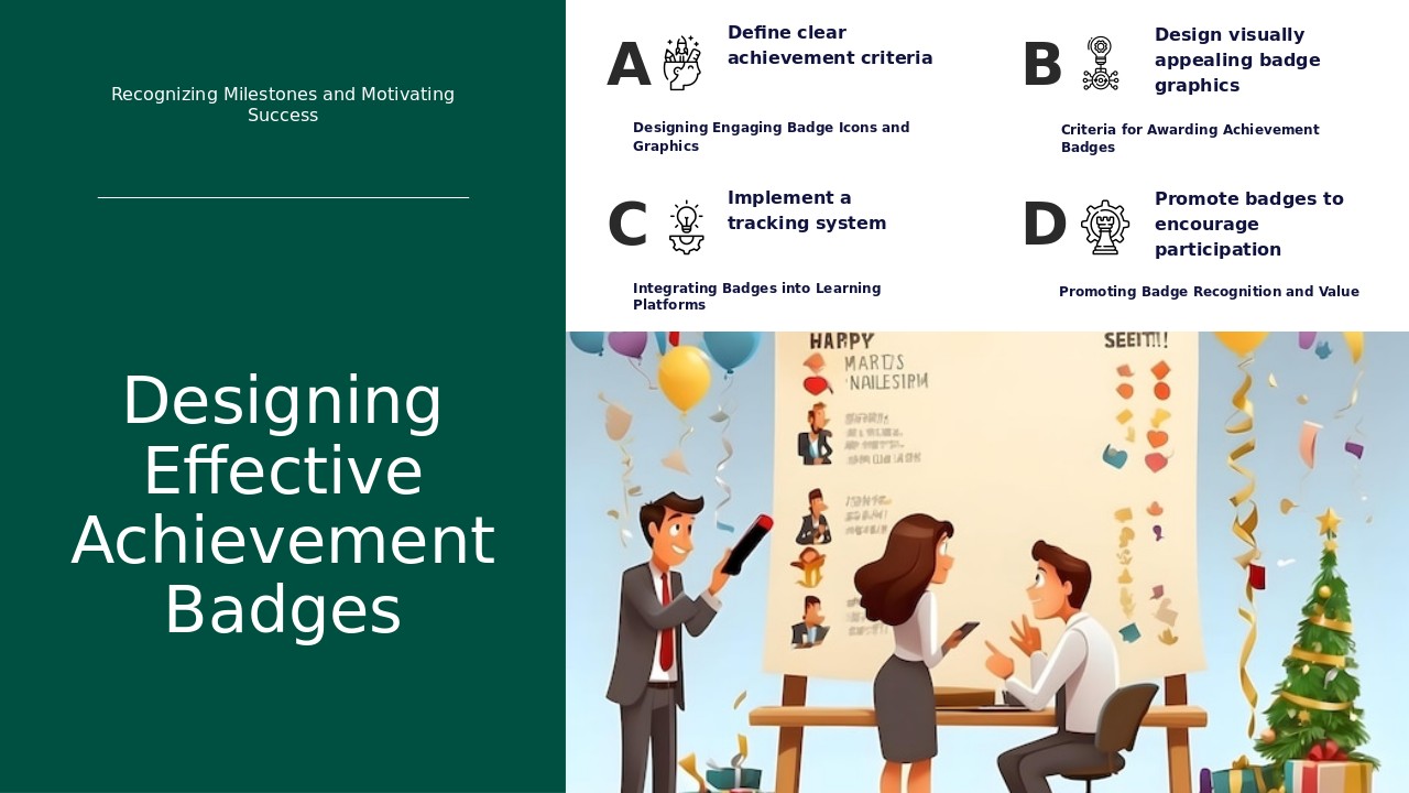 Creating Achievement Badges PowerPoint Template for Professional Presentations 3 PowerPoint template for creating achievement badges with editable badges for organizational goals and milestone celebration design