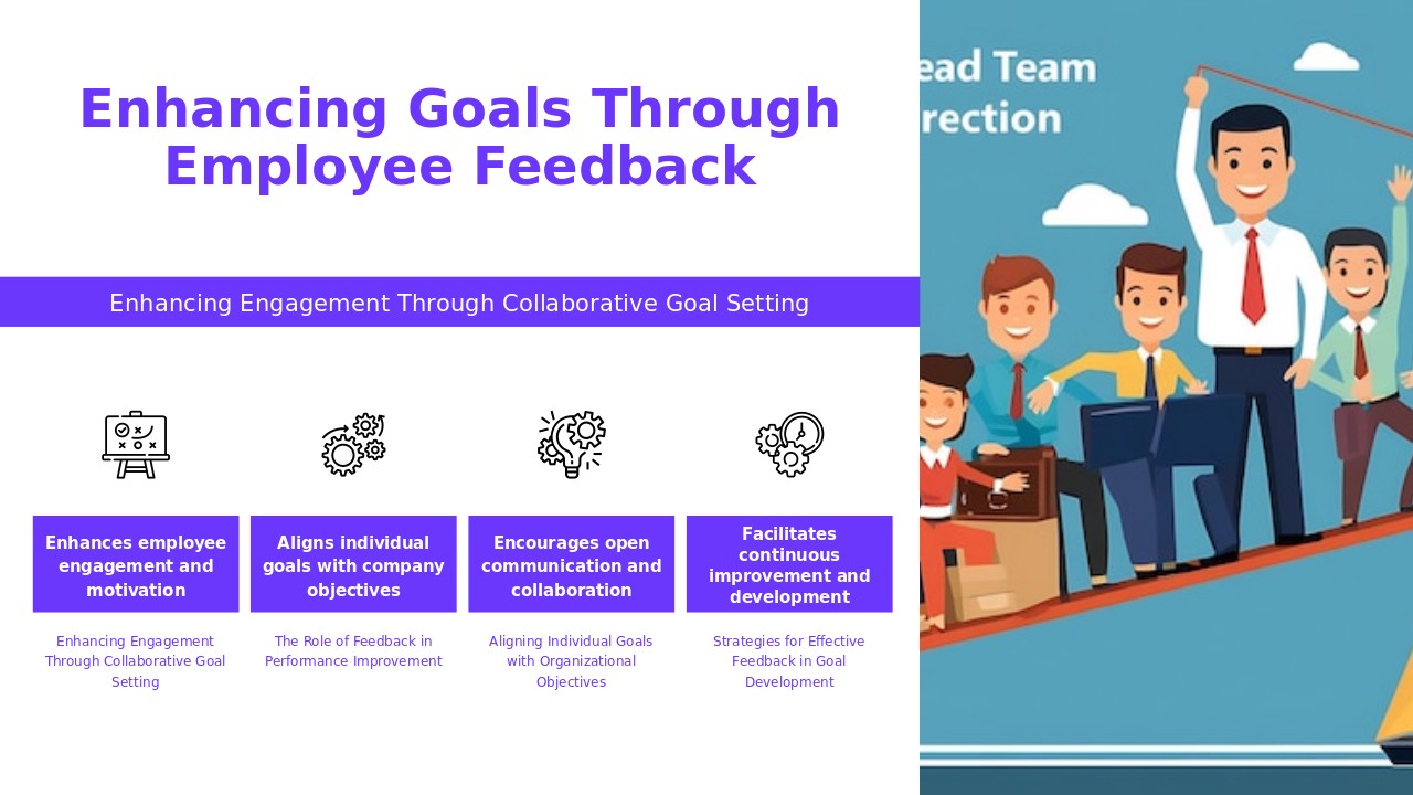 Professional presentation of employee feedback in goal creation using a versatile PowerPoint template for collaborative goal-setting.