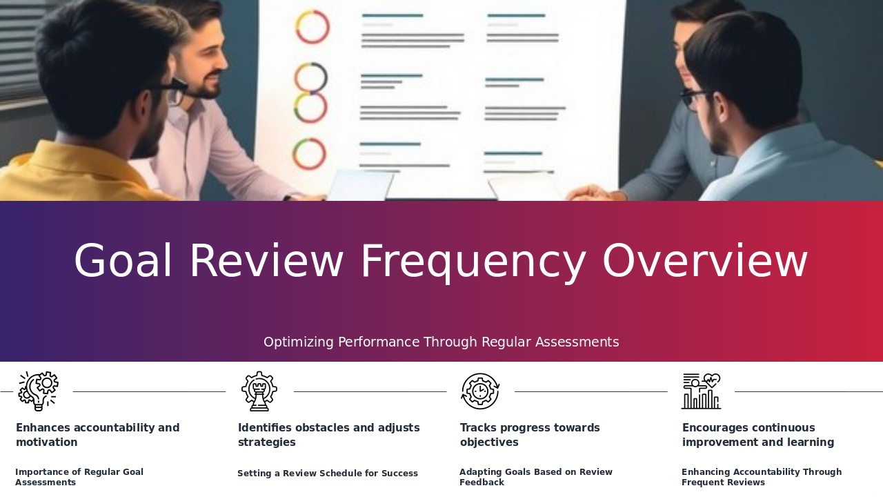 PowerPoint template showcasing frequency of goal reviews with professional presentation design for regular goal assessment slides