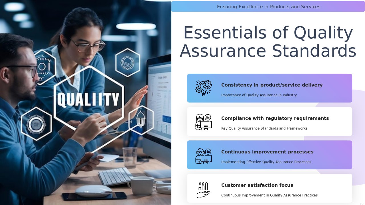 Quality Assurance Standards PowerPoint Template for Professionals 3 Professional presentation PowerPoint template for Quality Assurance Standards with organized ppt slides and measurable performance objectives.