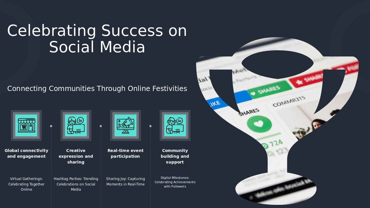 PowerPoint template for Social Media Celebrations with milestone celebration design and customizable ppt slides for achievements