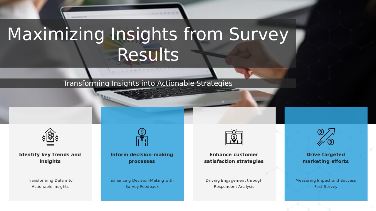 Professional PowerPoint template for leveraging survey results, ideal for employee engagement analysis and customizable ppt slides.