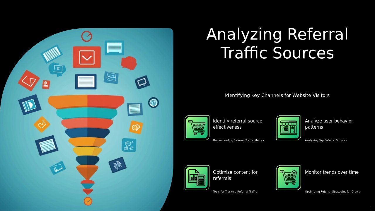Professional PowerPoint template for Tracking Referral Traffic Sources, featuring website performance tracking presentation slides.