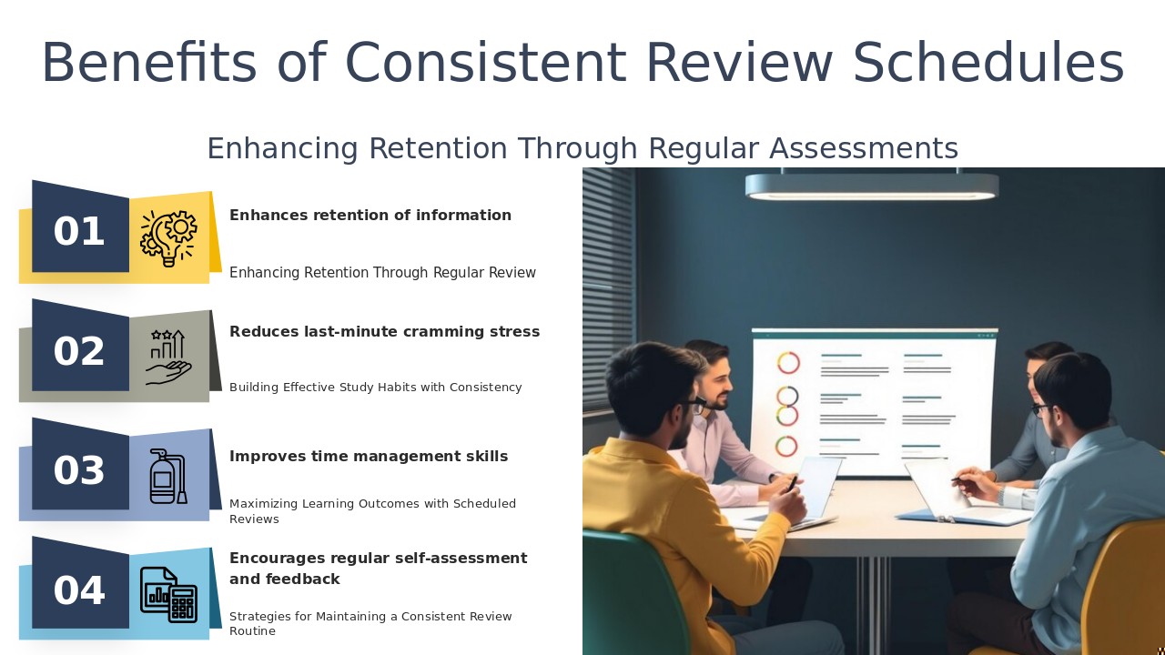 PowerPoint template for consistent review schedules, featuring professional presentation slides for fair employee evaluations.