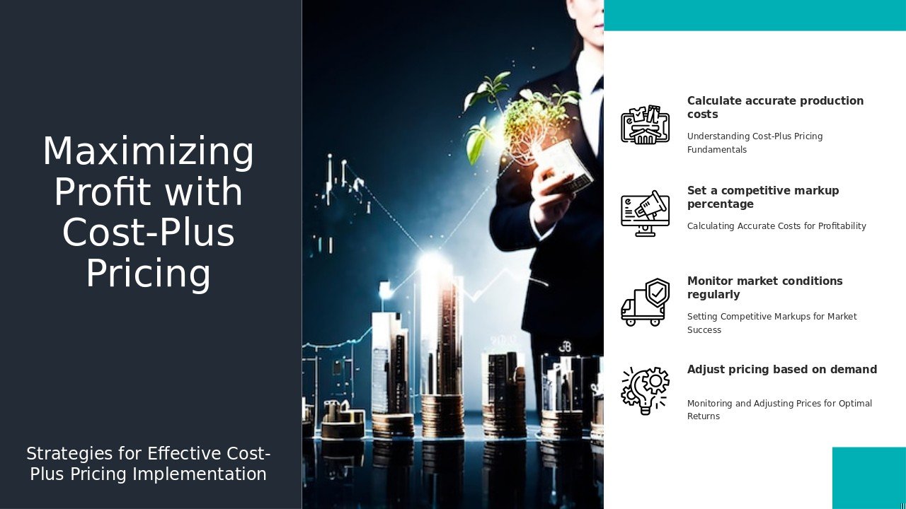 Professional PowerPoint template for maximizing profit with cost-plus pricing strategy in a detailed presentation format.
