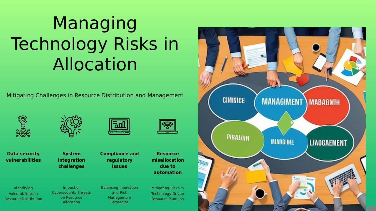 PowerPoint template for Technology Risks in Resource Allocation, featuring risk assessment slides and resource planning strategies.