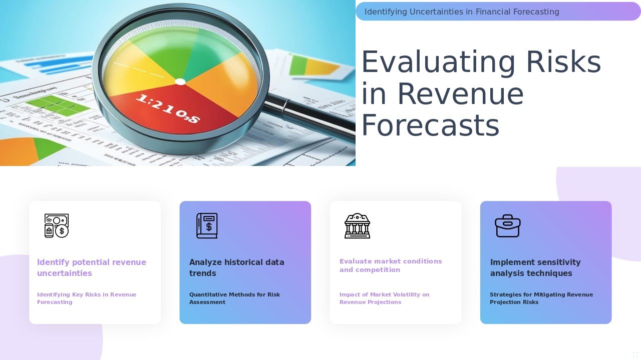 PowerPoint template for risk assessment in revenue projections, ideal for a professional presentation and effective financial forecasting.