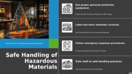 Professional PowerPoint template featuring hazardous material handling tips for effective risk mitigation and workplace safety training.