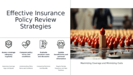 Professional PowerPoint template for insurance policy review strategies featuring comprehensive insurance review template ppt slides.