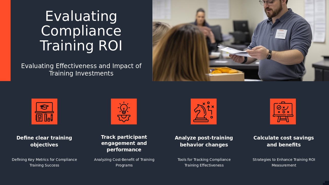 Measuring Compliance Training ROI PowerPoint Template for Professionals 3 PowerPoint template for measuring compliance training ROI with professional presentation slides and employee training effectiveness tools