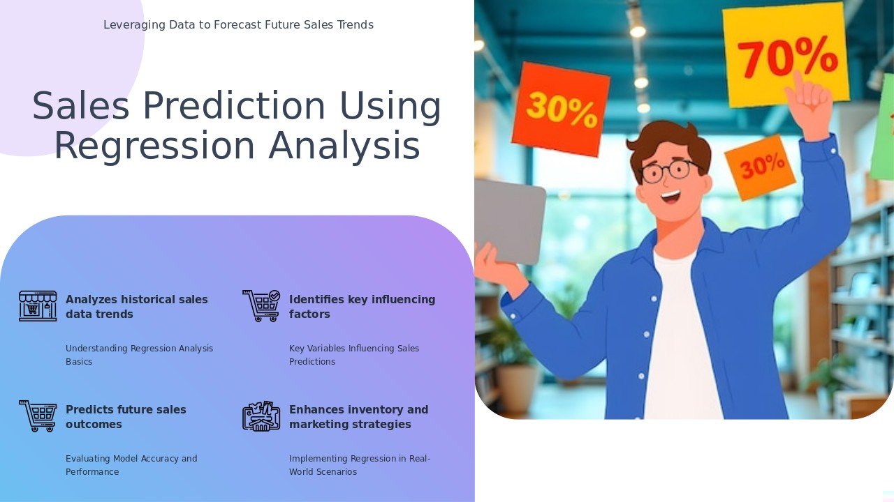 Professional PowerPoint template for using regression for sales prediction, with data-driven forecasting slides and historical data presentation slides.
