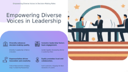 PowerPoint template for Representation in Leadership with diverse visuals, ideal for professional presentations and engaging inclusion strategies.