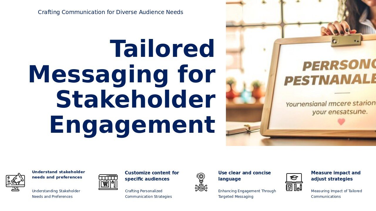 Professional PowerPoint template for tailored messaging for stakeholders with effective presentation strategies and customized communication presentations.
