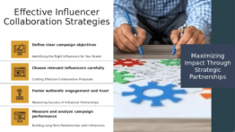 PowerPoint template showcasing influencer collaboration strategies for effective branding and marketing in your professional presentation.