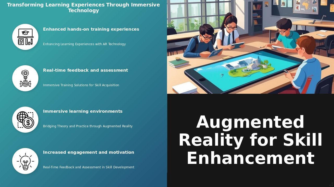 PowerPoint template on Augmented Reality in Skill Development for professional presentations and interactive training sessions.