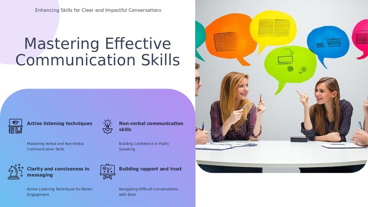 PowerPoint template for Effective Communication Workshops featuring interactive training presentation templates and professional design.