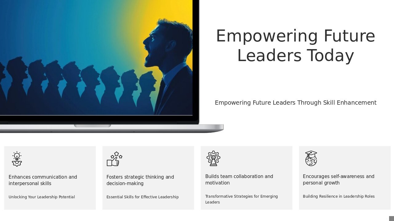 Professional PowerPoint template for Leadership Development Courses featuring talent development and employee growth presentation slides