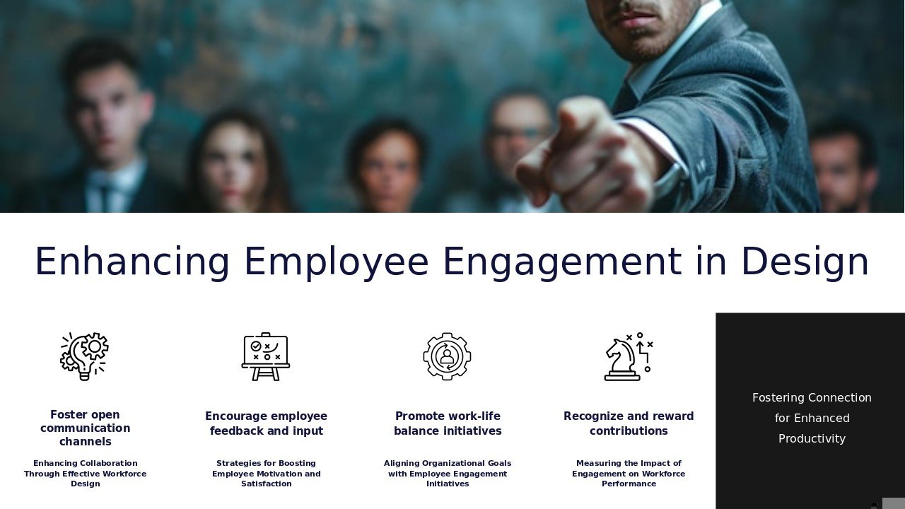 PowerPoint template for Employee Engagement in Workforce Design with ppt slides and strategies for effective workforce planning