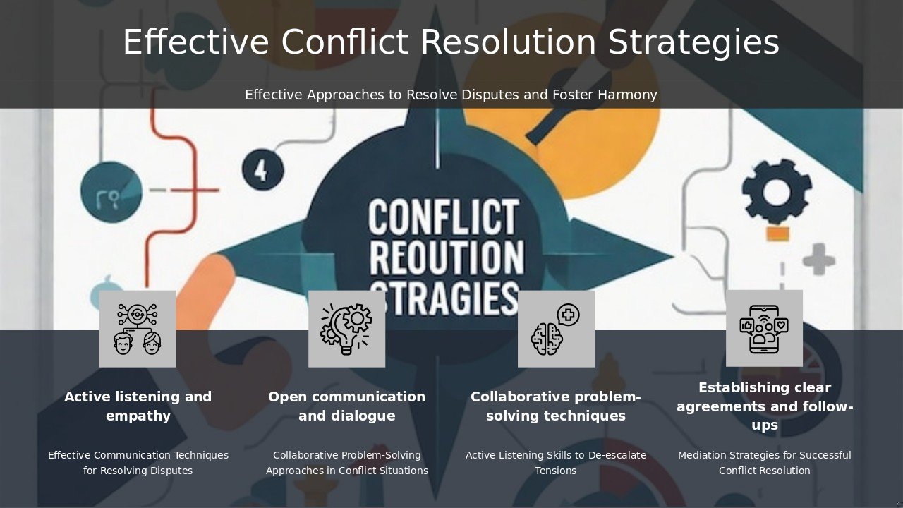 PowerPoint template for professional presentation on Strategies for Conflict Resolution with effective conflict resolution slides.