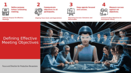 PowerPoint template for setting clear meeting objectives with professional presentation tips and effective team meeting framework slides