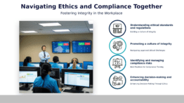 Professional PowerPoint template for ethics and compliance workshops with customizable slides for effective training presentations