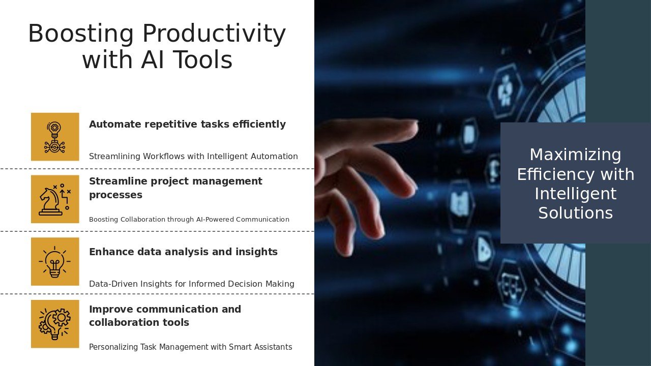 AI Tools for Enhanced Productivity PowerPoint Template Download 3 AI Tools for Enhanced Productivity PowerPoint template featuring professional presentation design for efficiency and value creation.