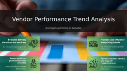 PowerPoint template for analyzing vendor performance trends with professional presentation slides and evaluation metrics design.