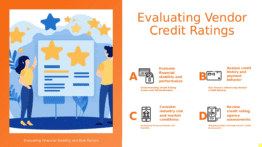 PowerPoint template for assessing vendor credit ratings with professional presentation slides for vendor financial stability analysis.