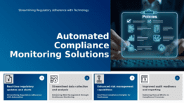 PowerPoint template for Automated Compliance Monitoring Solutions featuring professional presentation ppt slides and vendor management designs.