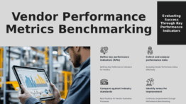 PowerPoint template for benchmarking vendor performance metrics in a professional presentation with effective visuals and analysis.