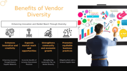 Professional PowerPoint template for vendor diversity impact with customizable slides and impactful vendor selection criteria.