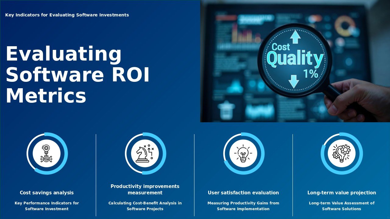 Professional PowerPoint template for assessing software ROI metrics with interactive workflow analysis and effective ppt slides.
