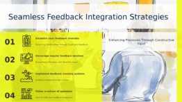 PowerPoint template for integrating feedback into workflows featuring professional PPT slides and workflow diagram designs.