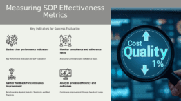 PowerPoint template for measuring SOP effectiveness metrics in professional presentations and workflow analysis. Download this SOP effectiveness metrics template for effective ppt slides.
