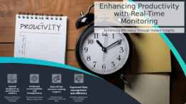 PowerPoint template for Real-Time Productivity Monitoring, featuring employee productivity monitoring slides and workflow analysis tools.