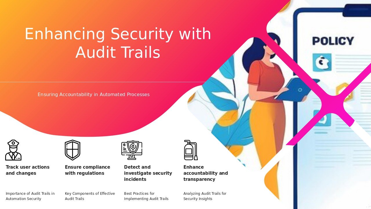 PowerPoint template for Audit Trails for Automation Security, featuring professional presentation slides for secure workflow automation design