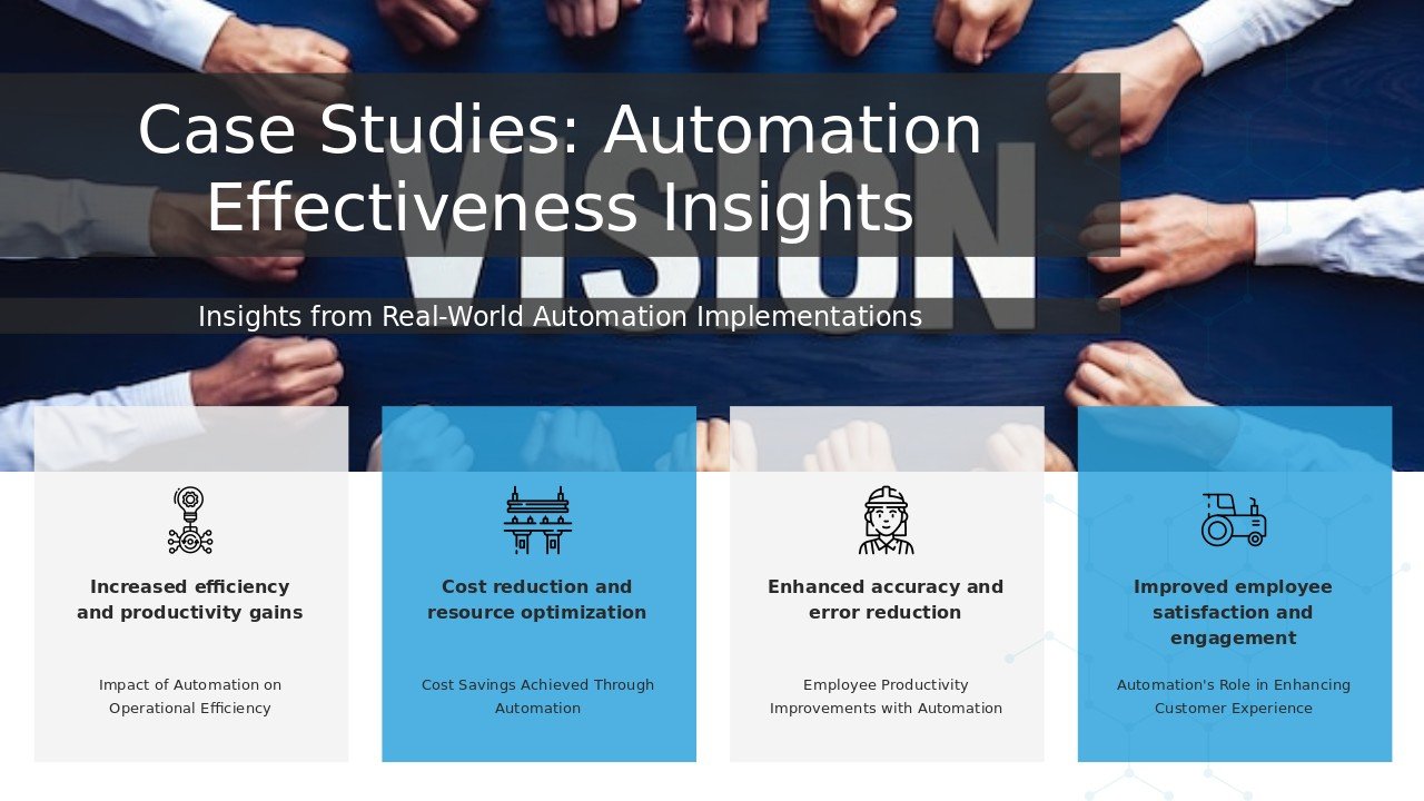 PowerPoint template showcasing case studies on automation effectiveness for a professional presentation with downloadable ppt slides