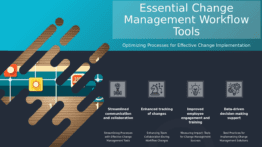 PowerPoint template for change management tools for workflows featuring customizable workflow management slides and professional presentation design
