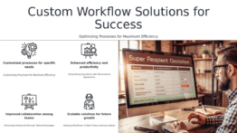 PowerPoint template showcasing tailored workflow solutions for professional presentations and custom software templates.